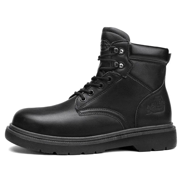 Work Security Black Boots Safety Shoe Classic Biker Ankle Footwear Fashion Non-slip Classic High Top Round Toe Wild Men's Shoes