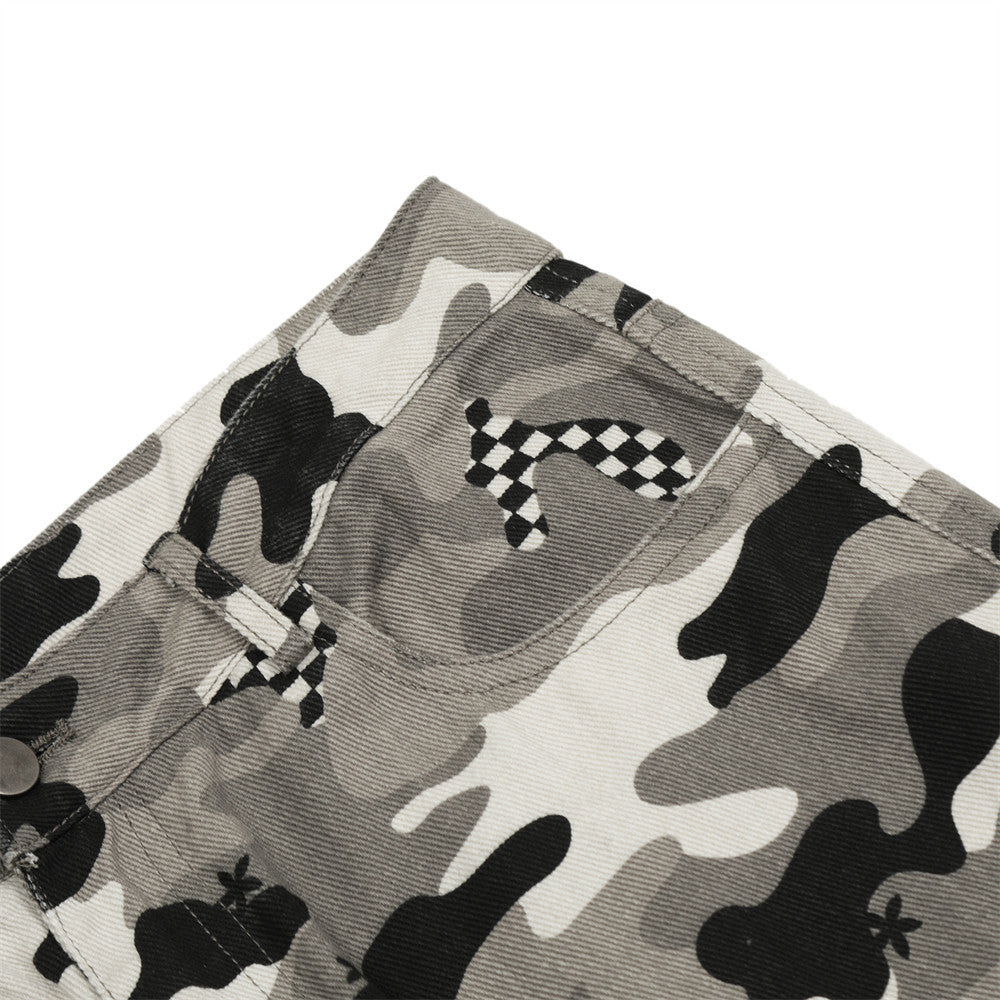 Camouflage micro flared pants for men