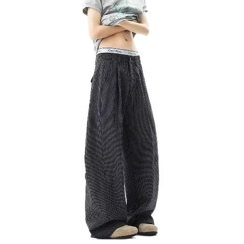 Classic Black Plaid Casual Pants for Men and Women