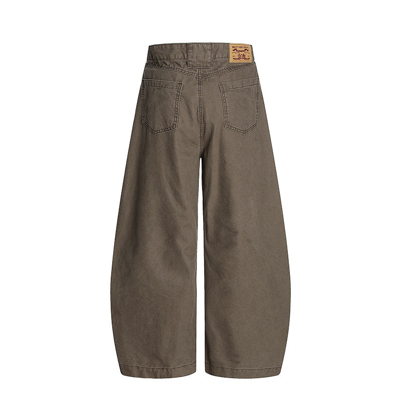 Khaki curved knife jeans for men