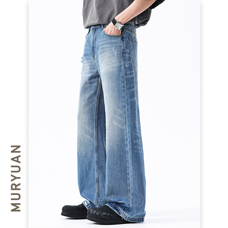 Street Style Baggy Ripped Denim Pants for Men