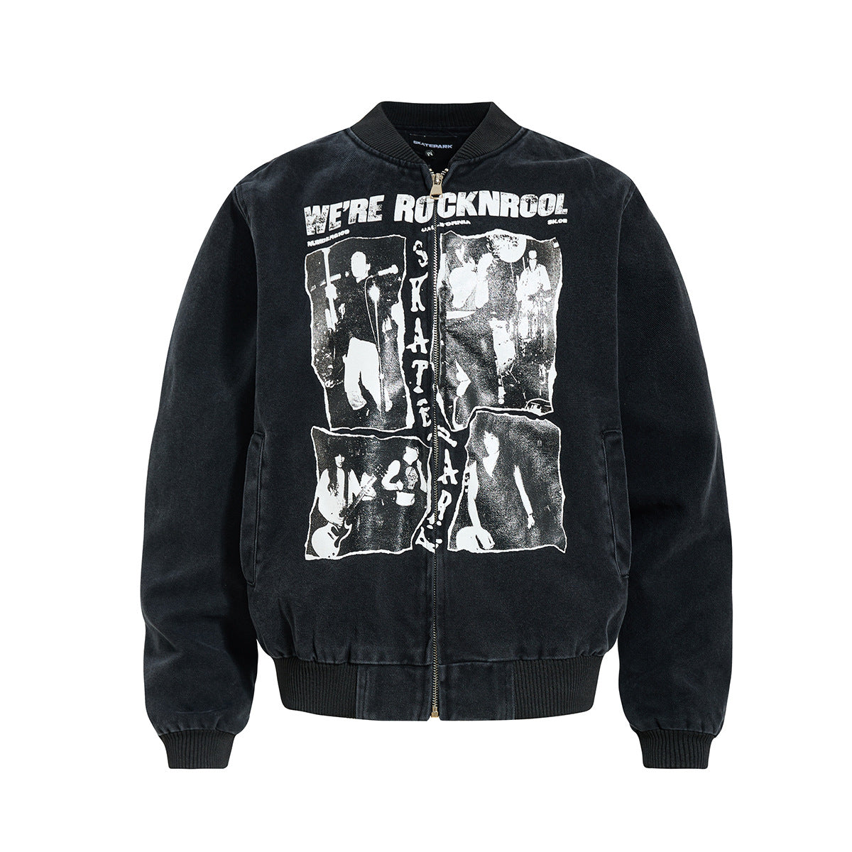 Washed canvas baseball jacket for men