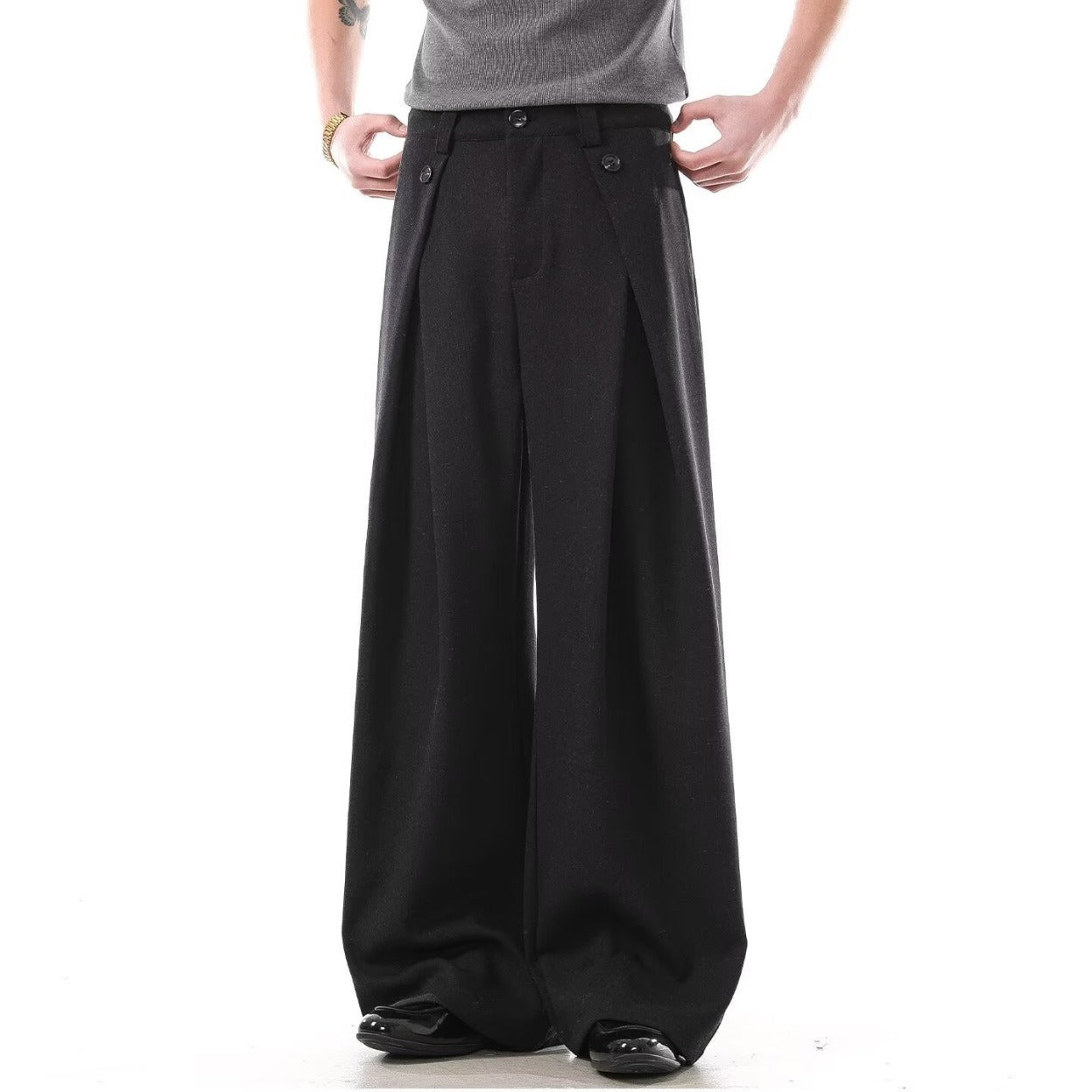 Double Pleat A-Line Casual Trousers for Men