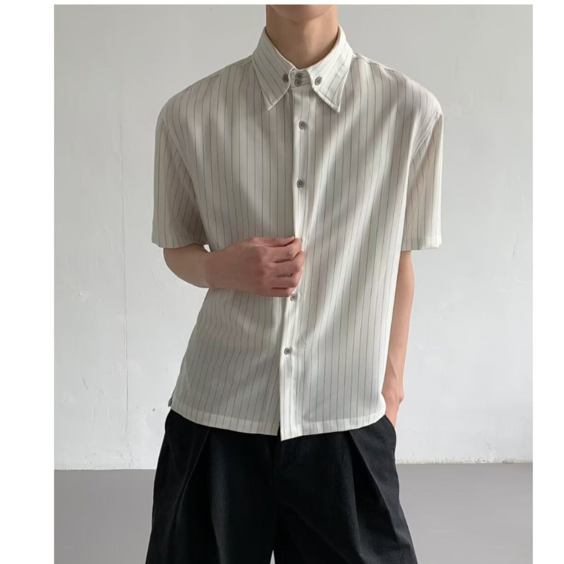 Casual Striped Short Sleeve Shirt for Men