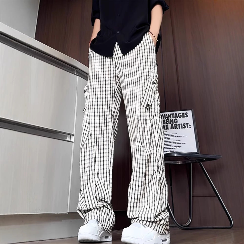 Pants Men Lightweight Fishbone Pattern Paratrooper Pants
