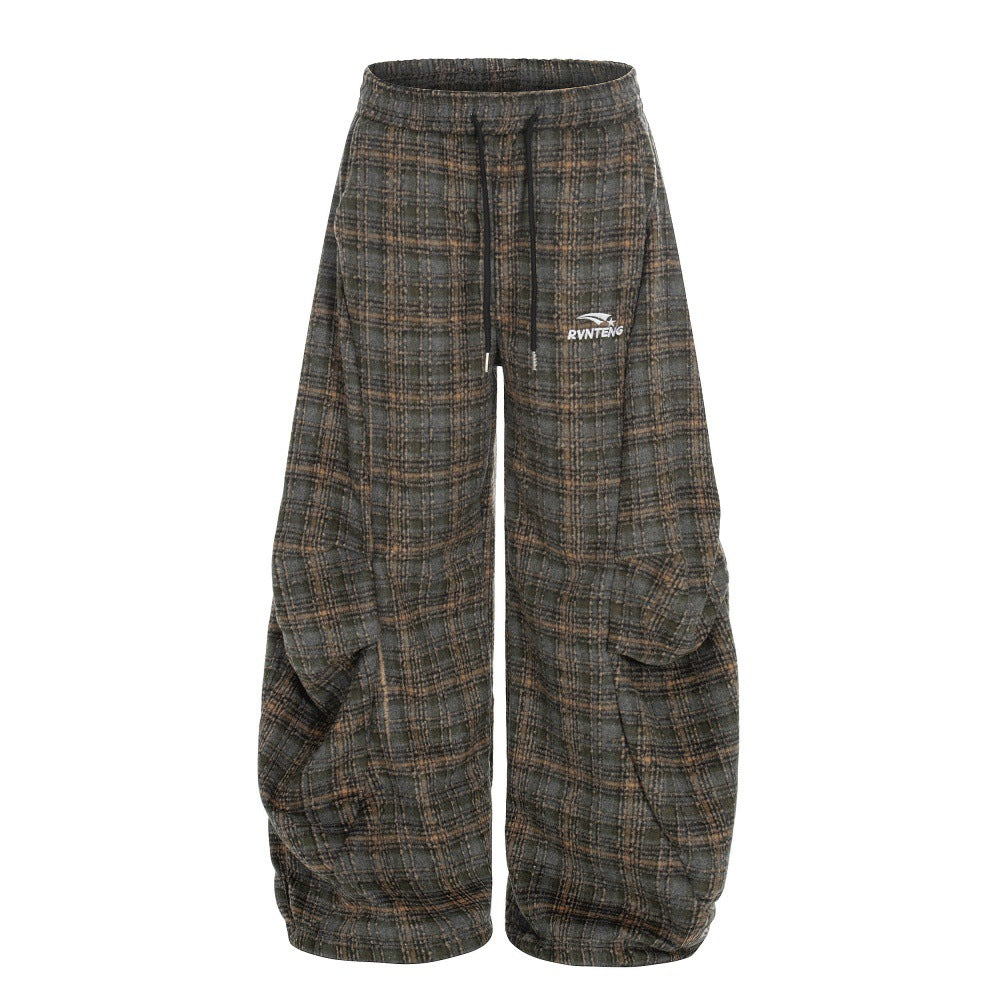 Plaid wide leg pants for men