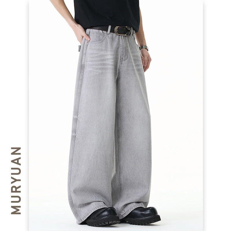 Minimalist Gray Denim Pants for Men