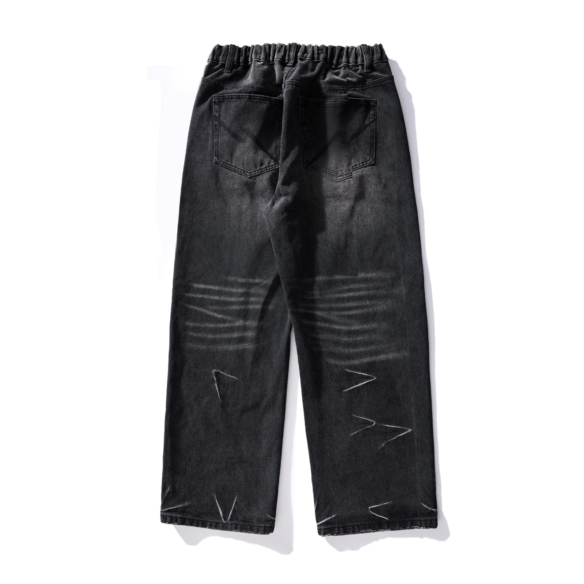 Washed Distressed Loose Straight Leg Jeans