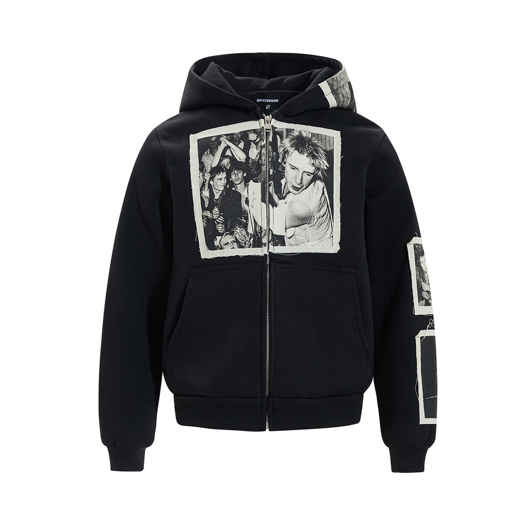 Zipper sweatshirt for men with adhesive tape