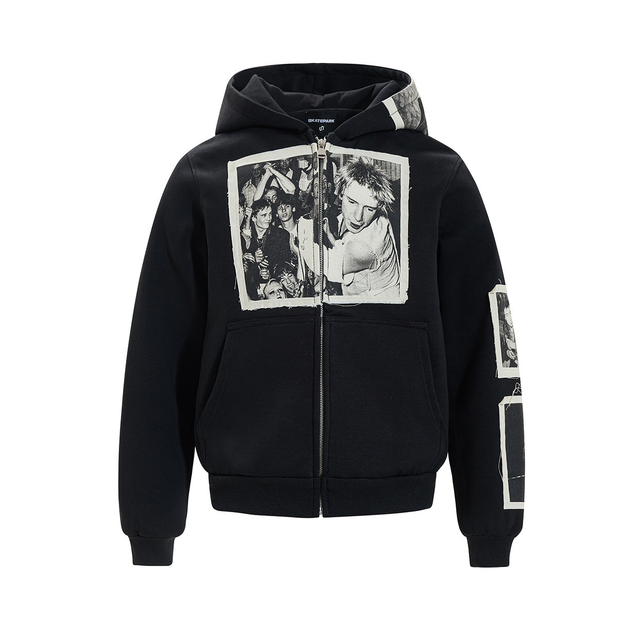 Zipper sweatshirt for men with adhesive tape