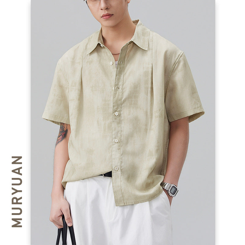 Dyed Lyocell Rayon Short Sleeve Shirt for Men