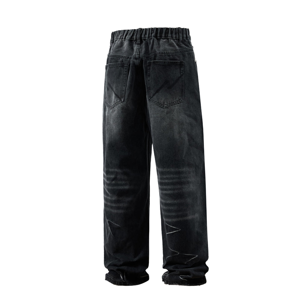 Washed Distressed Loose Straight Leg Jeans