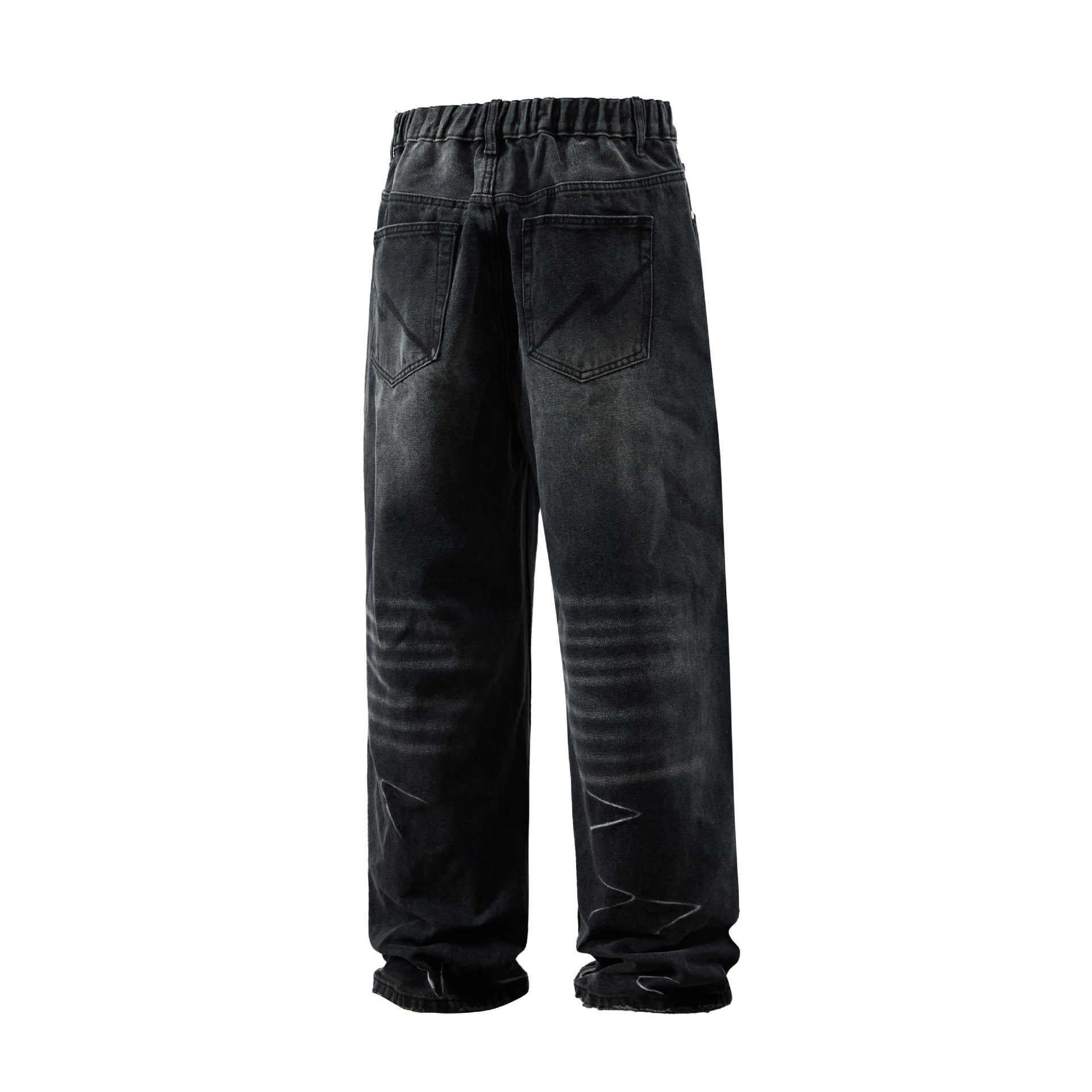 Washed Distressed Loose Straight Leg Jeans