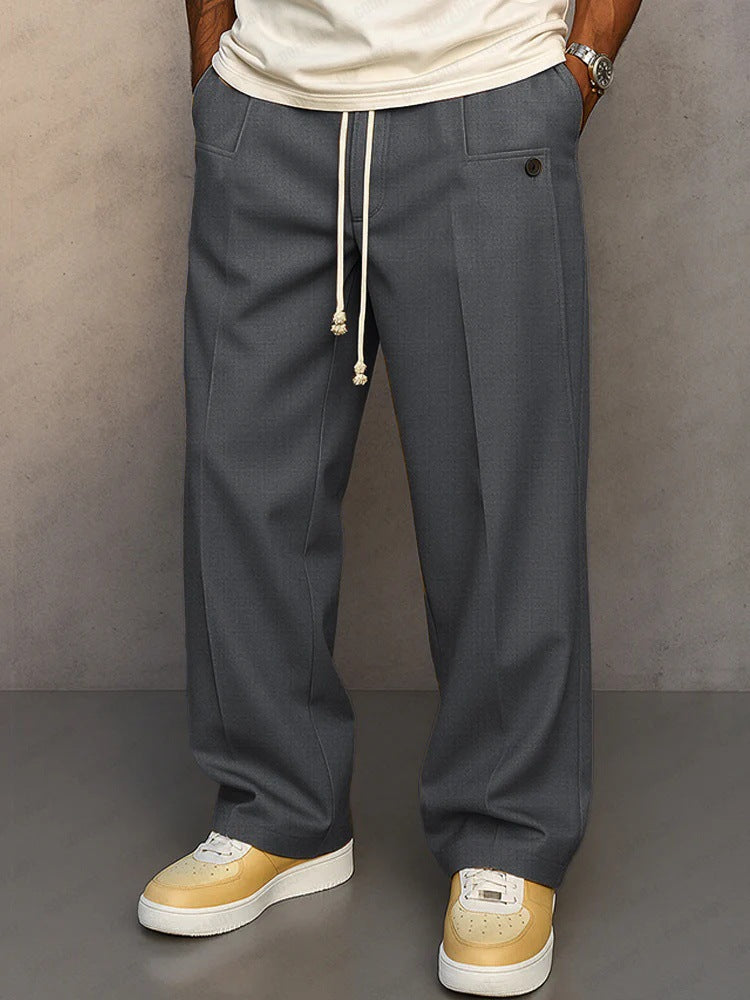 Casual Suit Pants for Men, Loose Straight Fit