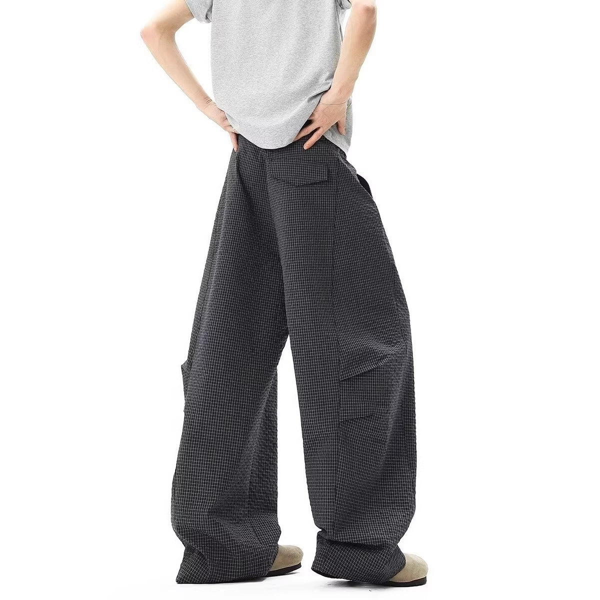 Classic Black Plaid Casual Pants for Men and Women