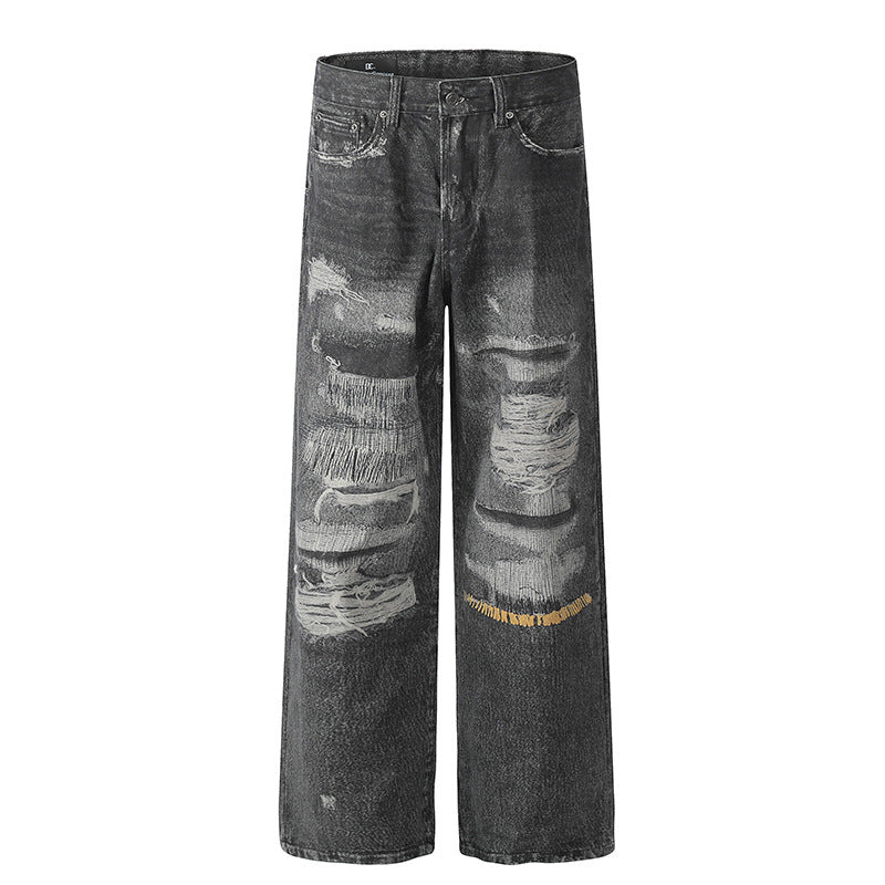 Washed denim jeans