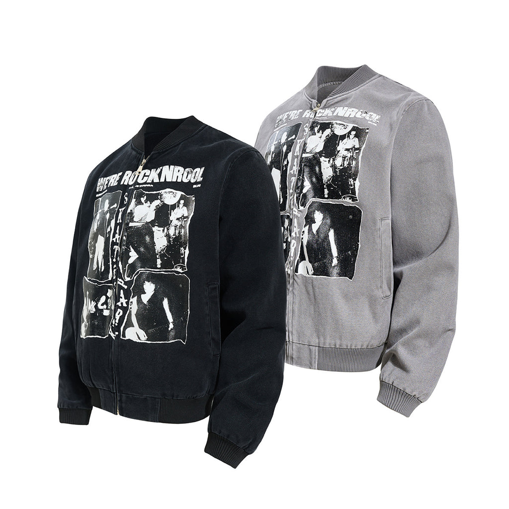 Washed canvas baseball jacket for men
