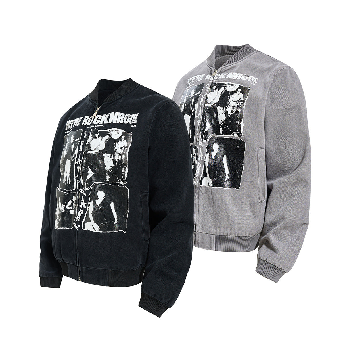 Washed canvas baseball jacket for men