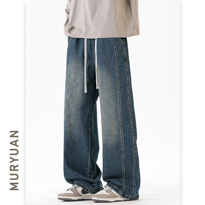 Tang Denim Pants for Men, Distressed Washed