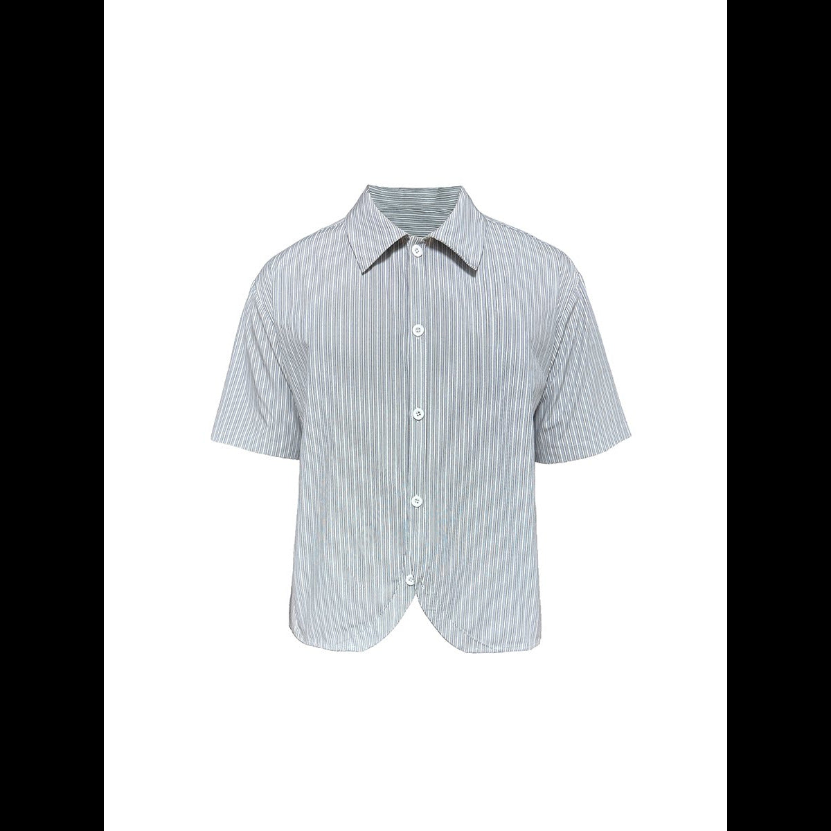 Curved Hem Striped Short Sleeve Shirt for Men
