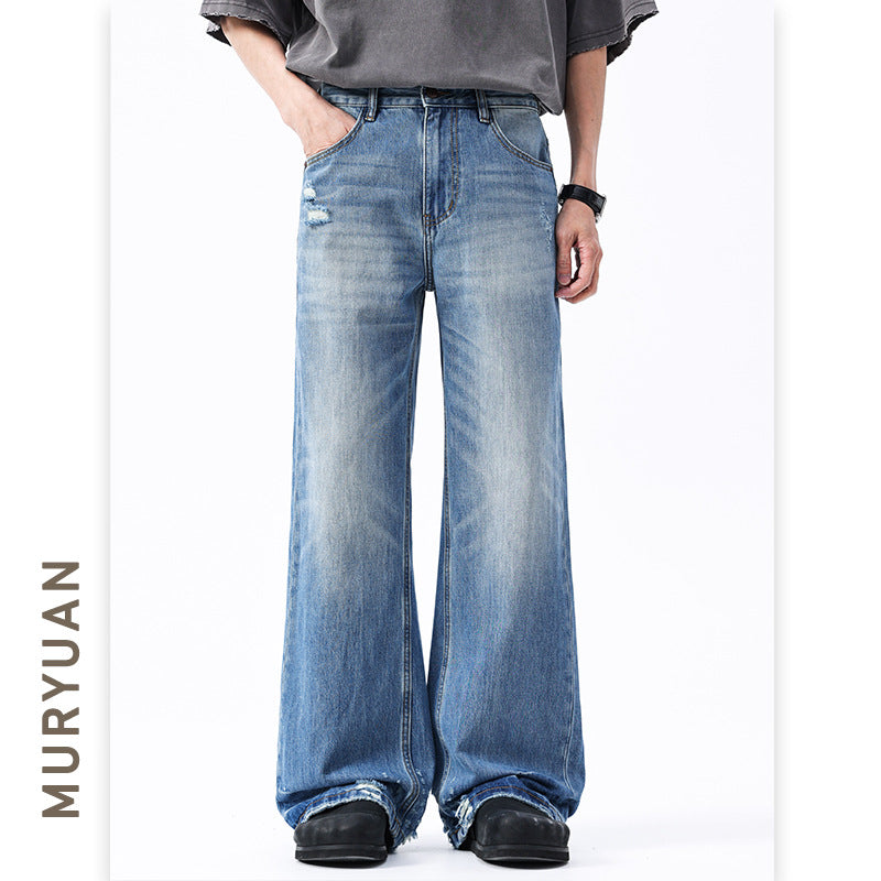 Street Style Baggy Ripped Denim Pants for Men