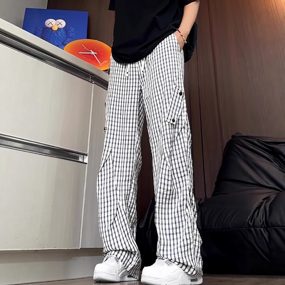 Pants Men Lightweight Fishbone Pattern Paratrooper Pants