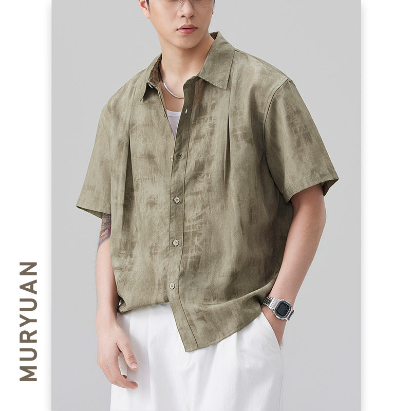Dyed Lyocell Rayon Short Sleeve Shirt for Men
