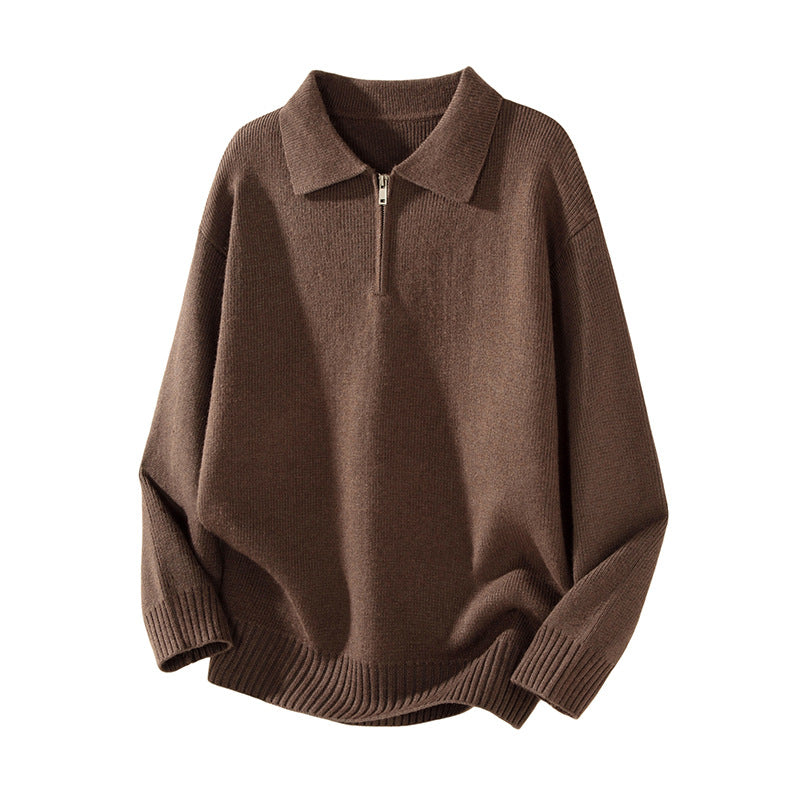 Simple Polo Neck Knitwear for Men and Women
