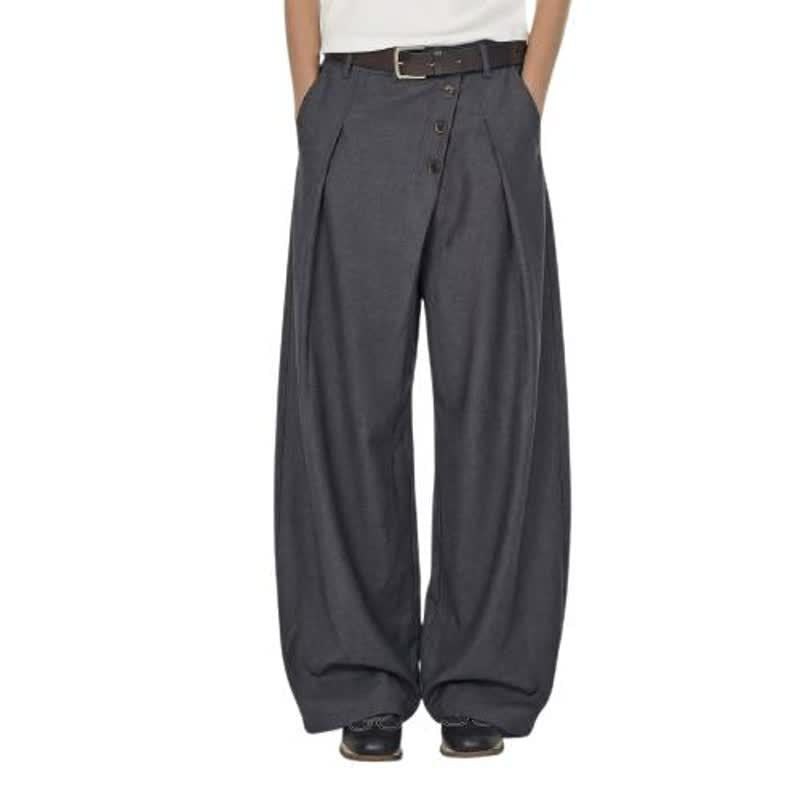 Design Buttoned Slash Cut Trousers for Men