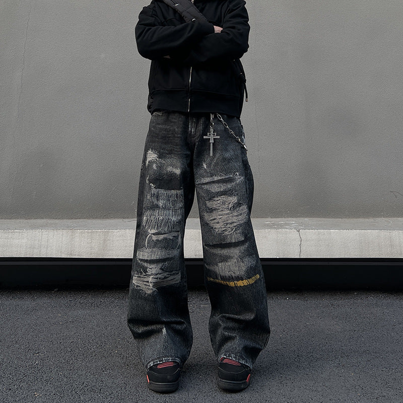 Washed denim jeans