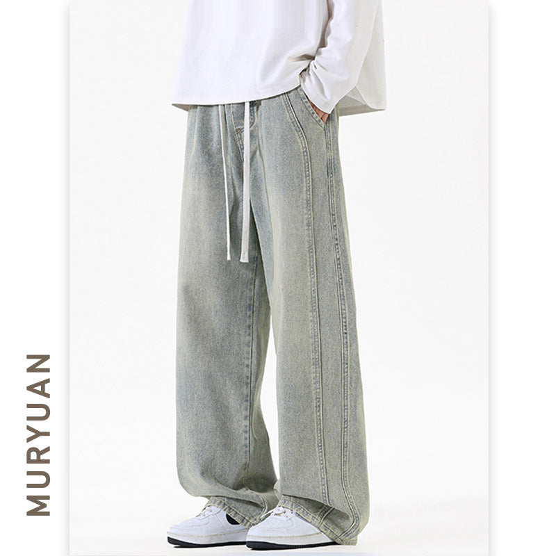 Tang Denim Pants for Men, Distressed Washed