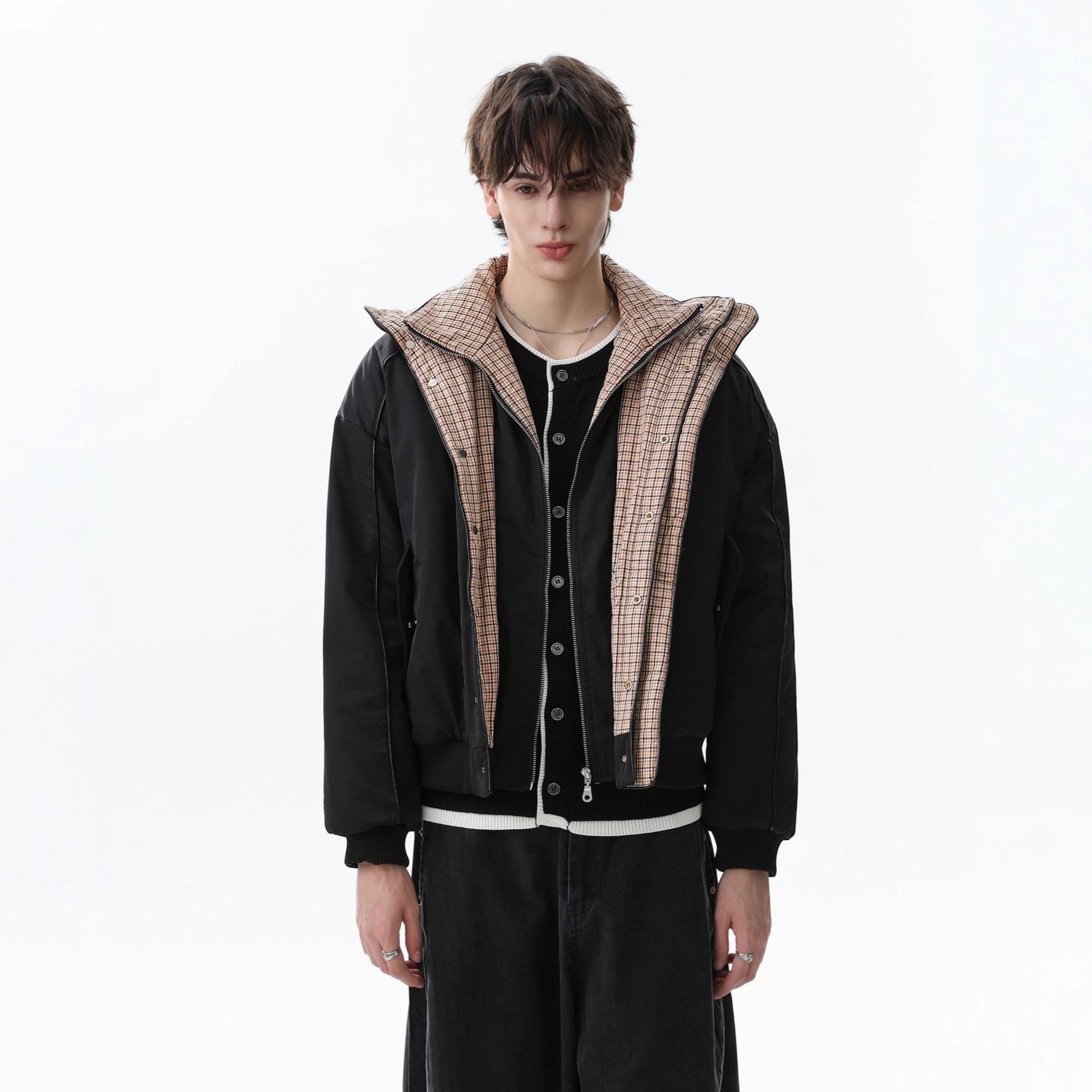 Fake two cotton jackets for men