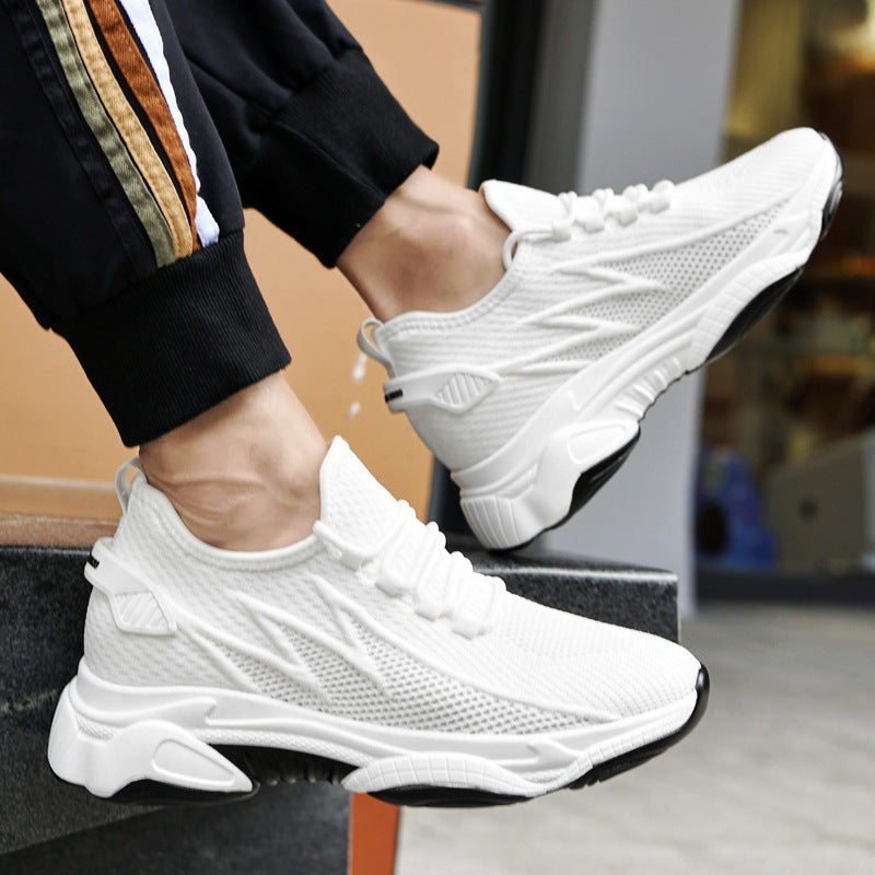 Tie-up Height-Increasing Shoes, Breathable Mesh Casual Shoes