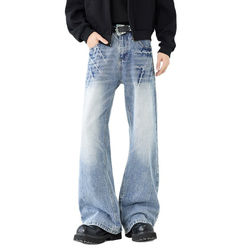 Style Lightning Crack Denim Pants for Men