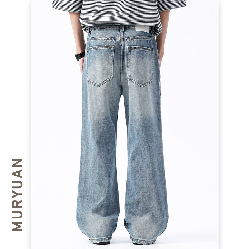 Heavy Washed Denim Pants for Men