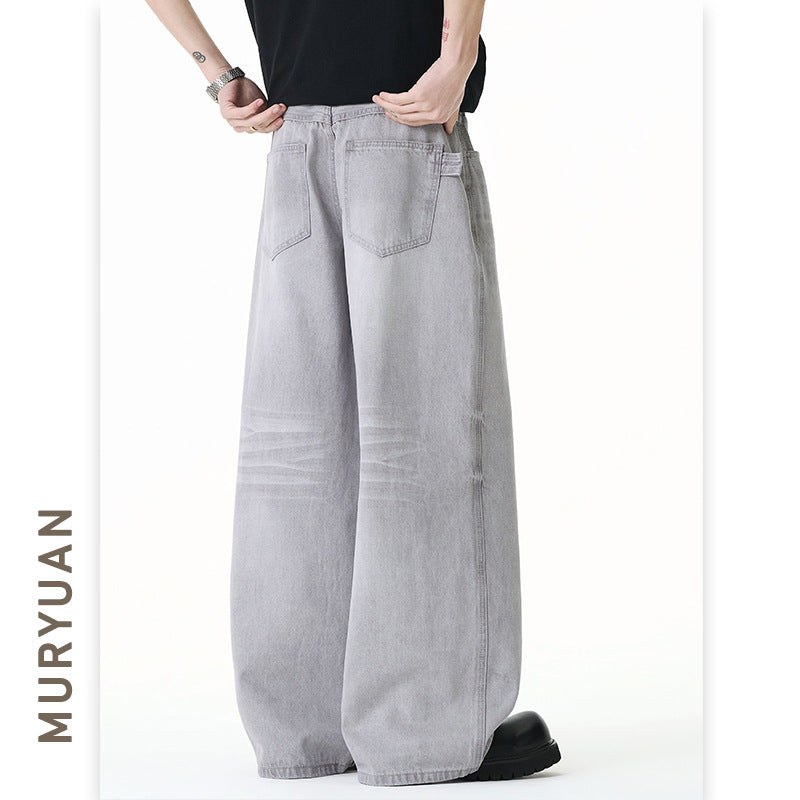 Minimalist Gray Denim Pants for Men