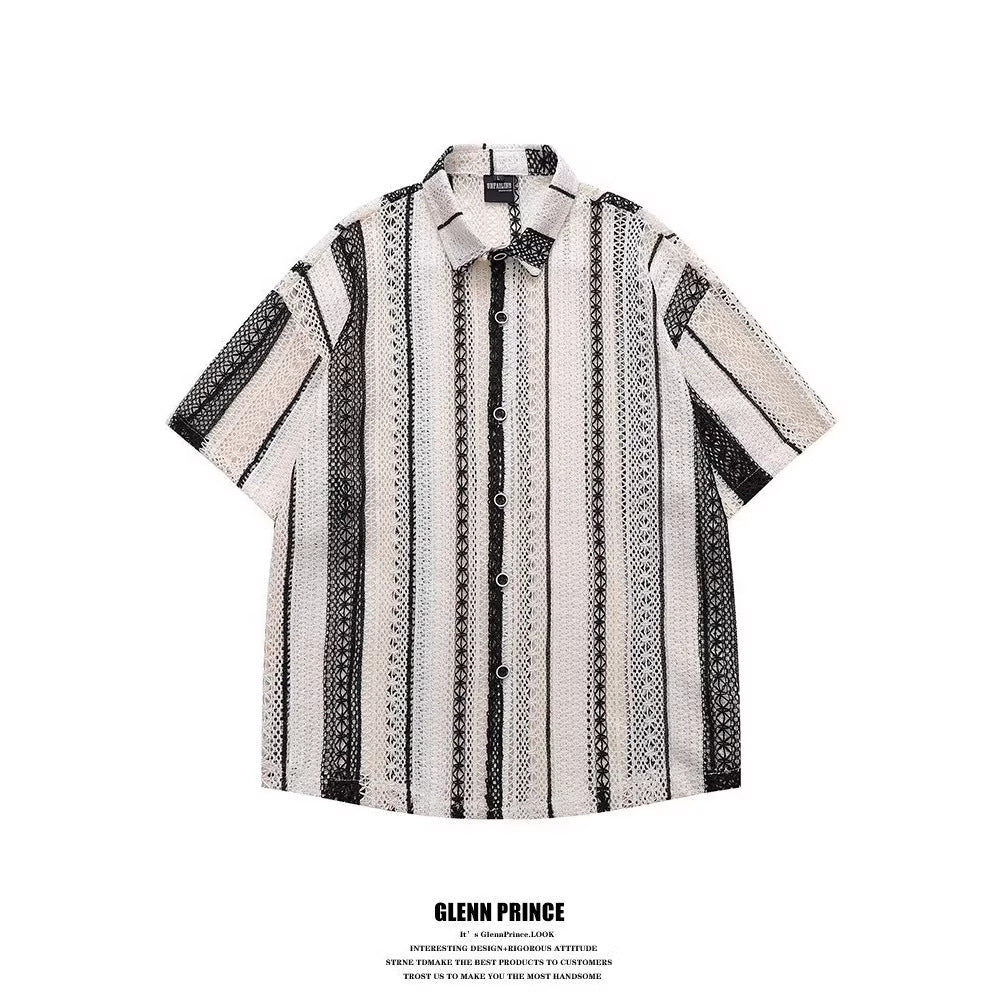 Outfit Hollow-Out Shirt Short Sleeve Men