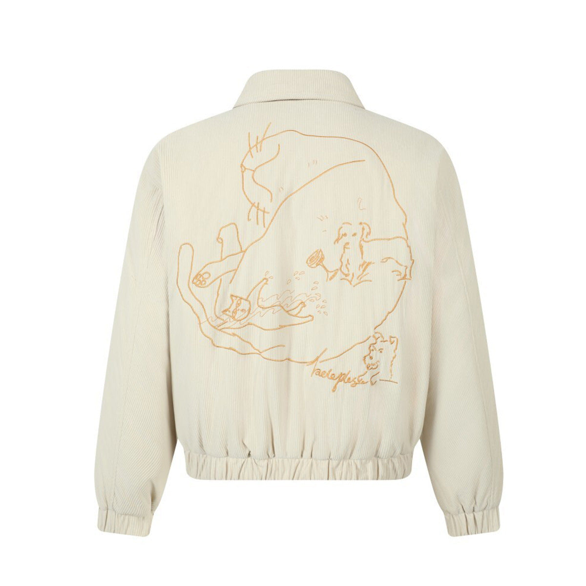 Embroidered corduroy cotton jacket for men
