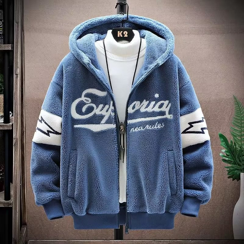Lamb plush cotton jacket for men