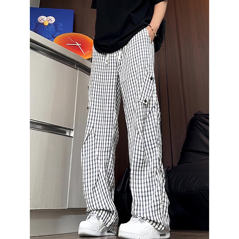 Pants Men Lightweight Fishbone Pattern Paratrooper Pants