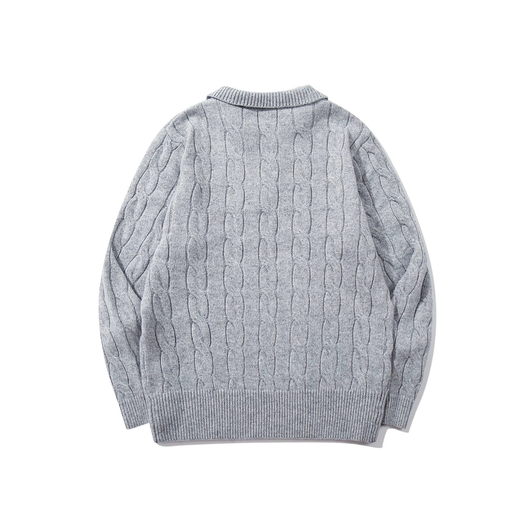 Knit Sweater Men's Faux Two-Piece Cable Knit Crewneck Pullover