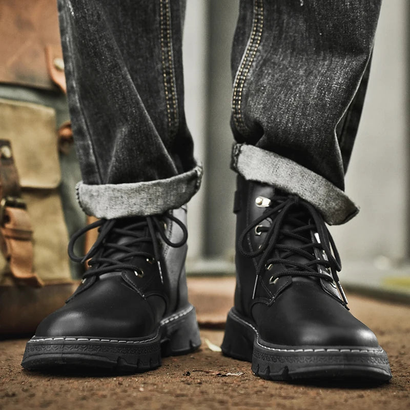 Workwear Martin boots men's spring and autumn new high top British style big yellow boots outdoor high top casual leather boots men
