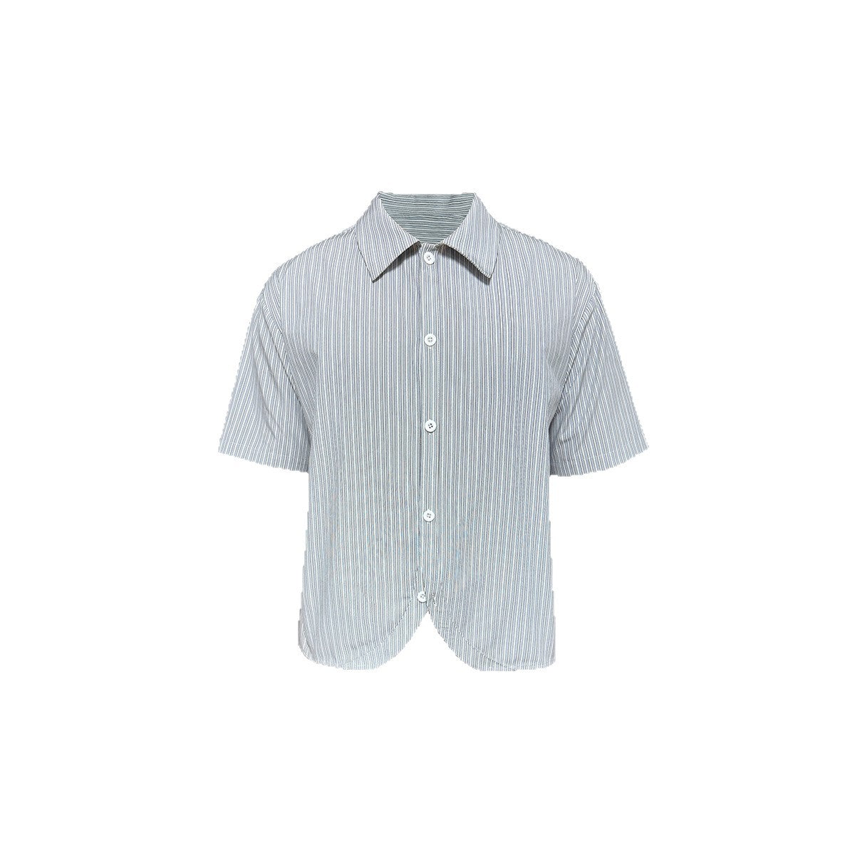 Curved Hem Striped Short Sleeve Shirt for Men