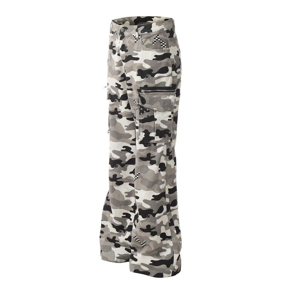 Camouflage micro flared pants for men