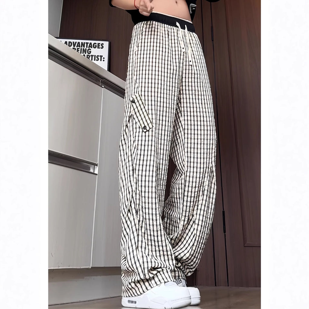 Pants Men Lightweight Fishbone Pattern Paratrooper Pants