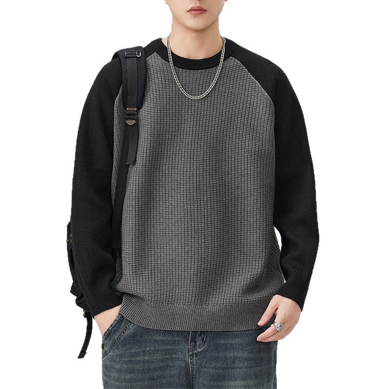 Sleeve Round Neck Knit Sweater for Men