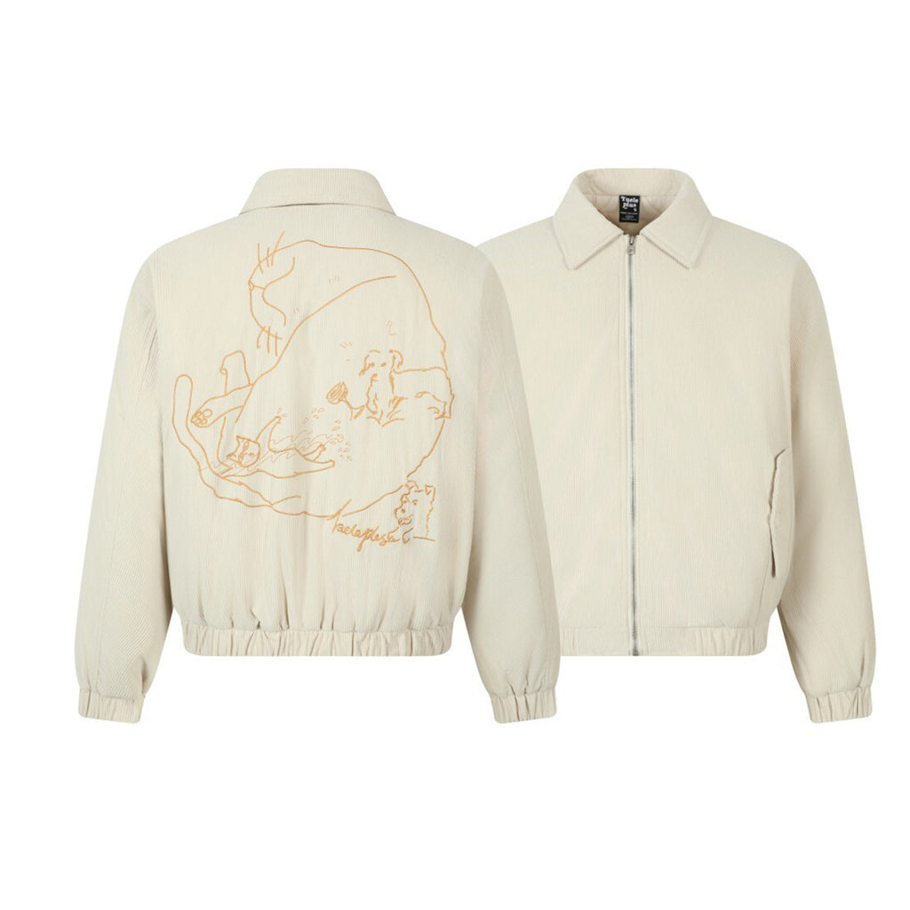 Embroidered corduroy cotton jacket for men