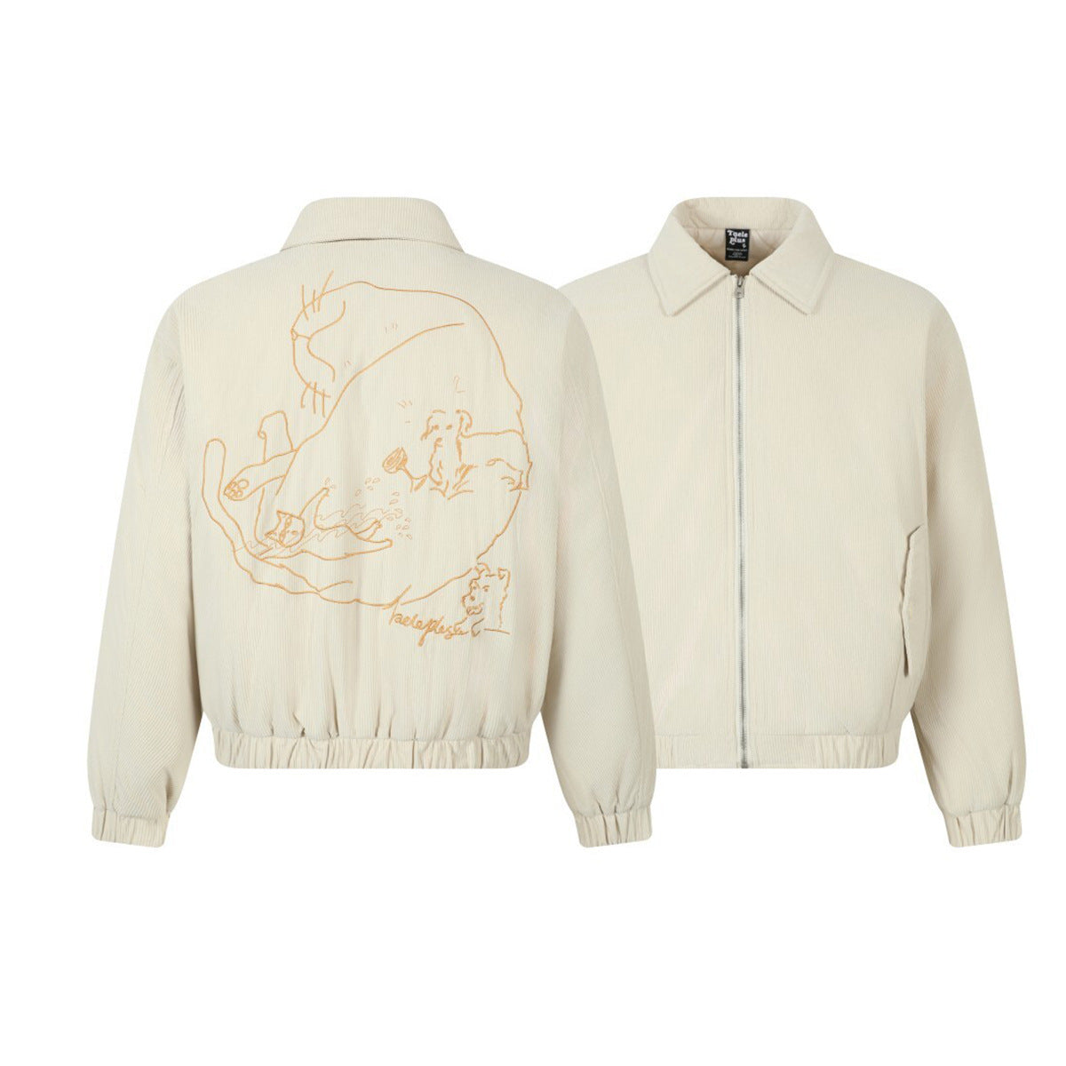 Embroidered corduroy cotton jacket for men