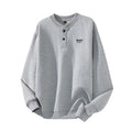 Embroidery Henley Neck Sweatshirt for Men