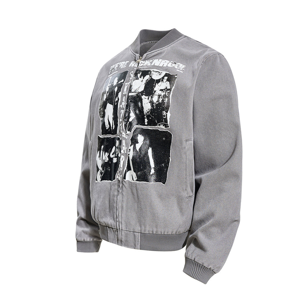 Washed canvas baseball jacket for men